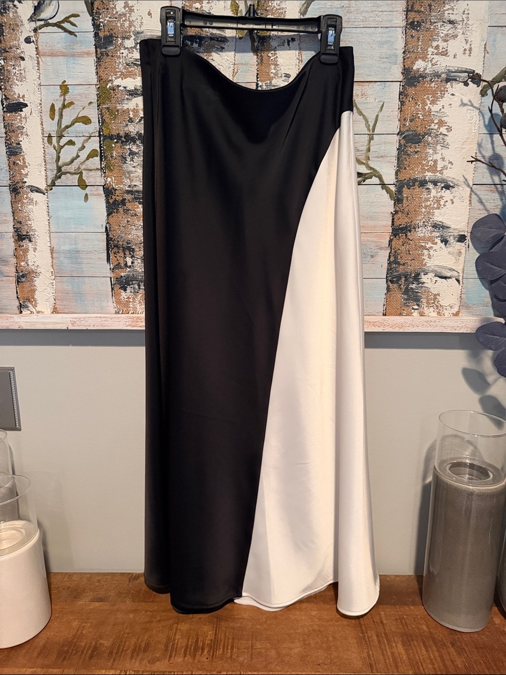 Anne Klein Black and Cream Colorblock Skirt